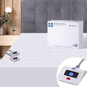 lot 26220 image: Sealy Heated Mattress Pad Queen Size 60x80 Inch  Luxury Quilted Waterproof Electric Mattress Cover with 10 Heat Setting Dual Controller & 1-12 Hours Auto Shut Off  Fit Up to 17 Deep Pocket - Retail $91