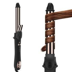 lot 26226 image: Prizm Rotating Curling Iron, 1inch25mm Automatic Hair Curler for Long Hair, Self Spinning Barrel, 250-450°F with LCD Display, Auto-Shut Off & Dual Voltage, Black - Retail $43