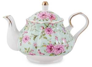 lot 26400 image: Flower Ceramic Teapot,22oz Porcelain Tea pot for Tea Coffee Milk for Office Home Men Women as Gift.
