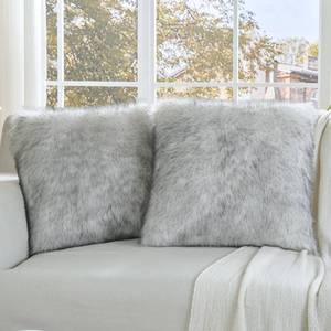 lot 26402 image: Black White Decorative Throw Pillow Covers 22x22 Inch Set of 2,Soft Fluffy Faux Fox Fur Textured Cushion Case, Modern Home Decor for Couch Living Room - Retail $43