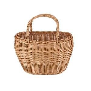 lot 26407 image: Wicker Picnic Basket with Handles Woven Garden Harvest Market Basket Wicker Flower Basket for Storage Easter - Retail $36