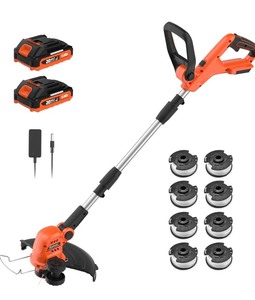 MAXLANDER Weed Wacker Cordless, 20V 12 Inch Cordless String Trimmer Edger, Weed Wacker Battery Operated with 8 PCS Replacement Spools, Lightweight Weed Trimmer, 2x2.0Ah Battery & Charger Included
