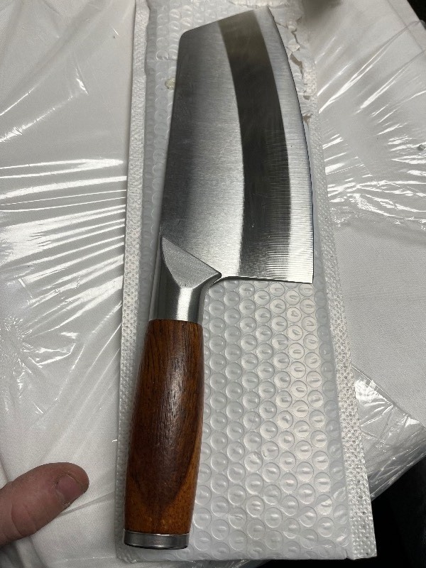 lot 12 image: Beautiful Cutlery Steel Blade Cleaver - Wooden Handle - Comes with Blade Guard - 7 Blade