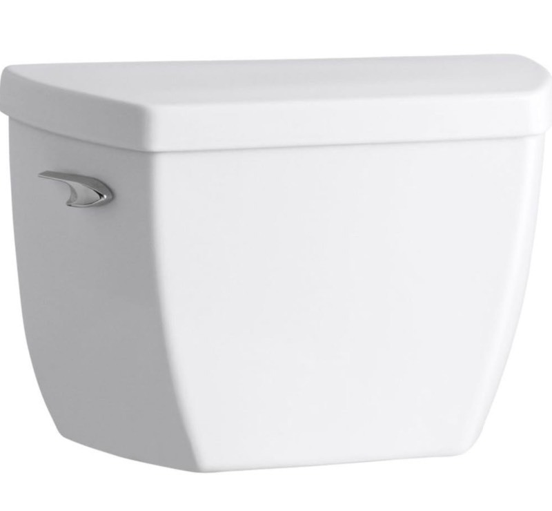 lot 175 image: KOHLER K-4645-0 Highline Classic Toilet Tank, Pressure Lite Toilet Tank, Tank for Toilet, 1.6 GPF, White Retails $327