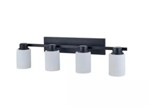 lot 7 image: 60W 4-Light Vanity Fixture in Matte Black Retails $106