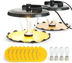lot 10 image: Bundle of 2 Boxes Flea Trap for lnside Your Home Indoor Electric Flea Light Catcher and Killer for House 2 Pack with 8 Sticky Pads Refills and 4 Replacement Lightbulbs (4 total traps)