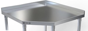 lot 2 image: AKSEEL Corner Stainless Steel Work Table - Commercial Quality - Legs Included 36 x 36 x 24 x 24 Retails $500