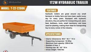lot 2887 image: Unused Wolverine 1T2W Hydraulic Trailer  T-22-2200G