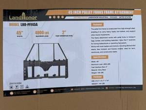 lot 2712 image: Landhonor 45 In Pallet Forks Frame Attachment  LHR-PFF45A