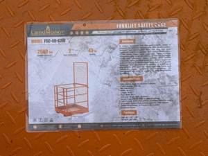 lot 2777 image: Landhonor 43 x 45 Forklift Safety Cage  LHR-FSC43