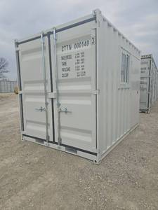 lot 10521 image: One Way Use 12ft Shipping Container  Window & Entry Door