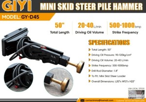 lot 10652 image: Unused GY D45 Hydraulic Post Driver  Mini Skid Steer Attachment