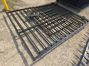 lot 106706 image: Unused 14 Ft Bi-Parting Wrought Iron Gate Double Swing  Driveway  Ranch Entry  Damage See Photos