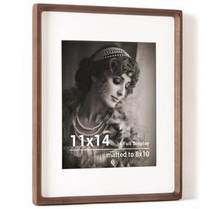 lot 1123 image: 11x14 Picture Frame, USA-Sourced Walnut Wood Photo Frames with HD Tempered Glass, Handcrafted Rounded Corner 11 x 14 Wooden Frame Matted to 8x10 Photos, Gallery Wall Frames for Posters & Art Prints