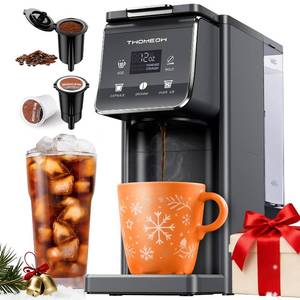 lot 1128 image: TWOMEOW K Cup Coffee Maker With Bold Setting, Single Serve Hot & Iced Coffee Maker for K-Cup and Grounds, 52oz Removable Reservoir, 6 to14oz Brew Sizes, Pod Coffee Machine With Reusable Filter, Gray