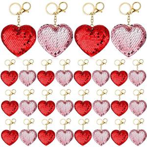 lot 1135 image: Loetere 48 Pcs Valentines Sequin Keychain Glitter Pink and Red Heart Sequin Key Rings Key Chains Backpack Bag Accessories Holiday Party Favors Decorations for Women Wedding Gift Exchange