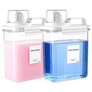 lot 1148 image: VOTLEVT 64OZ Liquid Laundry Detergent Dispenser, Laundry Soap Dispenser, Clear Plastic Fabric Softener Holder and Container, Laundry Room Organization and Storage, 2 Pack