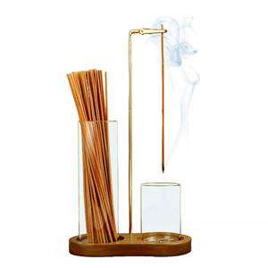 lot 1154 image: 2 in 1 Incense Holder for Sticks, Anti-Ash Flying Incense Burne with Glass Ash Catcher and Incense Sticks Organizer for Meditation Yoga Spa Home Decor (Dark Base)