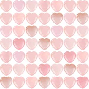 lot 1164 image: Fumete 50 Valentines Day Quartz Rose Heart Palm Stone Pieces Natural Healing Crystal 0.6 Inch Heart Shaped Pocket Gemstone Carved Palm Worry Stone