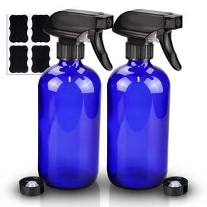 lot 1166 image: Wedama Glass Spray Bottle, 2 Pack Blue 16 oz Glass Spray Bottles for Cleaning Solutions and Essential Oils, Refillable Empty Spray Bottle with Adjustable Nozzles for Alcohol, Plant and Hair Care