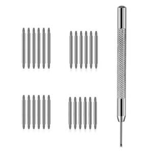 lot 1172 image: KALIONE 25 Packs Watch Band Pins Replacement Kit, 1.3mm Diameter Heavy Duty Watch Pin with Spring Bar Removal Tool, 4 Sizes 18202224mm Stainless Steel Watches Bands Pins Kit for Watches Band Repair