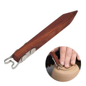 lot 1175 image: Pottery Trimming Tool for Clay &amp Ceramics Bottom Foot, Clay Wheel Throwing Carving Scraper, Stainless Steel Shapers with Red Sandalwood Handle Ideal for Bowl, Cup &amp Vase Base Trimming (6mm Width)
