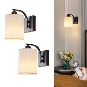 lot 1187 image: Powfloven Black Rechargeable Battery Operated Wall Sconces Set of 2 with Remote, Wireless Dimmable Battery Powered LED Wall Lights, Cordless Wall Lighting Lamp Fixture for Bedroom Living Room