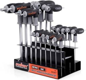 lot 1188 image: HORUSDY 18-Piece T-Handle allen wrench set, InchMetric Long Arm Ball End Hex Key Wrench Set, MM(1.5mm-10mm) SAE(116-38)