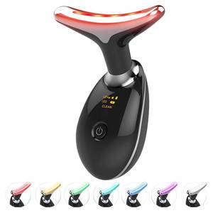 lot 1190 image: ELISHINE Red Light Therapy for Face and Neck, 7 Color Light Based Face Massager Tool, Portable Skin Care Tool for Firming, Tightening and Lifting (Glossy Black)