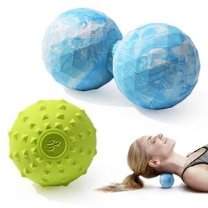 lot 1193 image: Peanut & Spiky Massage Ball Set, Double Lacrosse Peanut Roller  Firm Spiky Ball for Deep Tissue Myofascial Release, Trigger Point Therapy, Plantar Fasciitis & Muscle Recovery (Blue Mix WhiteYellow)