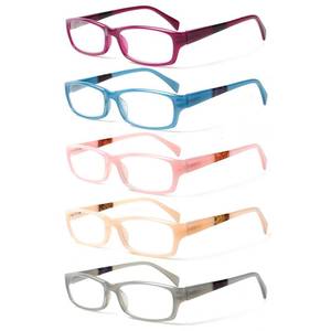 lot 1201 image: Kerecsen Reading Glasses 5 Pairs Fashion Ladies Readers Spring Hinge with Pattern Print Eyeglasses for Women (Mix Color -9, 2.25)