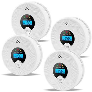 lot 1215 image: 4 Pack Smoke and Carbon Monoxide Detector with Test Button, 85dB Loud Beep, LCD Display, Battery-Operated Smoke Detector Carbon Monoxide Detector Combo for House, Apartment, Kitchen, Garage Use