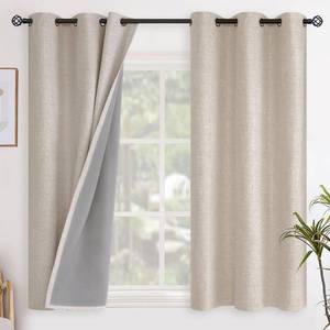 lot 1227 image: YoungsTex Oatmeal Linen Blackout Curtains 45 Inch Length for Bedroom Kitchen Window, Thermal Insulated Short Drapes with Grommet Heat Blocking for Living Room Bathroom, 2 Panels, 42 X 45 Inch