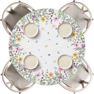 lot 1229 image: Horaldaily Spring Fitted Tablecloth 60 Inch Round, Spring Daisy Floral Flowers Butterfly Washable Table Cover Elastic Edged for Dinning, Picnic, Camping, Banquet