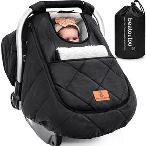 lot 1249 image: beatoutou Winter Baby Car Seat Cover, Beatoutou Waterproof Winter Infant Carseat Canopy for Boys Girls, Cold Weather Warm Car Seat Covers for Babies, Keeps Babies Warm and Cozy (Black)