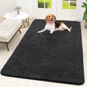 lot 1253 image: OLANLY Dog Door Mat for Muddy Paws 59x35, Absorbs Moisture and Dirt, Absorbent Non-Slip Washable Doormat, Quick Dry Chenille Mud Mat for Dogs, Entry Indoor Entryway Carpet for Inside Floor, Dark Grey