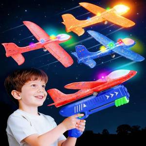 lot 1261 image: SYHLN 3 Pack Airplane Launcher Toys for 4 5 6 7 8 Year Old Boys Gifts Airplane Shooter with 3 LED Foam Glider Planes for Kids - Outdoor Flying Toys Boys Birthday Present Gifts Age 4 5 6 7 8 9