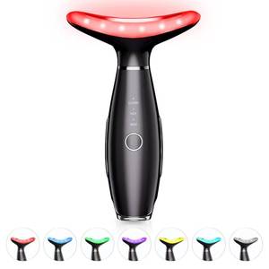 lot 1267 image: ELISHINE 7 Color Neck Face Massager - Facial Massager Tool for Skin Care at Home, Vibrating Face Massager with Thermals, Galvanic Machines Black