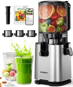 lot 1270 image: ECOSELF Juicer Machines with 3 Filters (For JuiceSorbetNut Milk), Slow Masticating Juicer With 6.0 Wide Mouth Hopper for Vegetables & Fruits, Self Feeding, Juicer for Family Party, With Pusher