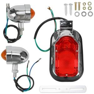 lot 1284 image: KH866 Chrome Tombstone Tail Light Rear Brake Light with Amber Turn Signals replacement for Harley Davidson Softail Chopper FLSTN Deluxe & FLSTSC Springer Classic Cruiser Custom Motorcycles