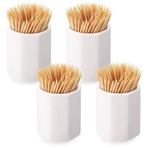lot 1308 image: Mimorou 4 Pcs White Ceramic Toothpick Holder Simple Ceramic Toothpick Dispenser Container for Home Charcuterie, Easy to Clean(Octagon)