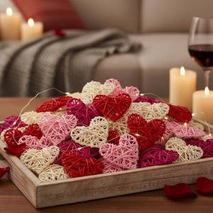 lot 1324 image: Geosar 24 Pcs Heart Shaped Rattan Balls Mothers Day Bowl Vase Fillers Potpo 4 Colors for Wedding DIY Table Craft Centerpieces Home Decor(4 Inch,Rattan)