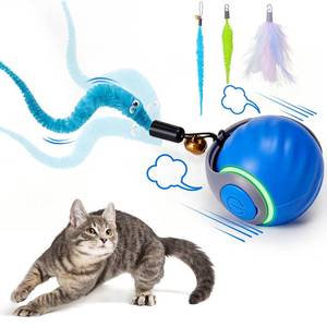 lot 1330 image: BABORUI Interactive Cat Toy Ball - Automatic Interactive Cat Toys for Indoor Cats with 3 Tails, 2 Speeds Rechargeable Cat Enrichment Toys for SmallMediumLarge Cats to Keep Them Busy(Blue)
