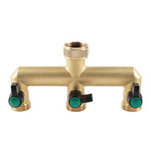 lot 1338 image: Hose Splitter, 3 Way Heavy Duty Brass Garden Hose Splitter, Outdoor Faucet Splitter, for 34 Hose Connector, Hose Spigot Adapter with 3 Individual ONOff Valves