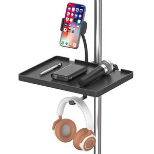 lot 1341 image: Chunxiao Functional Microphone Stand Tray with Adjustable Mic Stand Phone Holder - 8.7x6.5 Mic Stand Tray Shelf Clamp-On Music Stand Accessory for Live Streaming Karaoke Recording