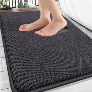 lot 1354 image: OLANLY Thick Memory Foam Bath Mat Rug 34x21, Extra Soft Absorbent Bathroom Rug, Quick Dry Bath Mats, Non-Slip, Machine Washable Carpet for Bathroom, Tub and Shower, Home Decor Accessories, Dark Grey
