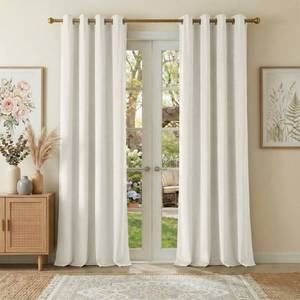 lot 1363 image: NICETOWN Cream Ivory 100% Blackout Velvet Curtains 2 Panels 52 x 84, Velvet for Home and Office View Proof Privacy Protection Window Drapes for Luxury Living Room, Set of 2