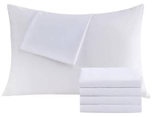 lot 1365 image: White Pillowcases Queen 4 Pack, 20x30 Pillow Cases with Envelope Closure, Soft Plain Brushed Microfiber Covers Breathable Wrinkle-Resistant