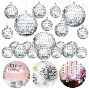 lot 1381 image: MTLEE 20 Pcs Disco Balls Decoration Mirror Disco Ball Assorted Silver Hanging Mini Glass Different Sizes Reflective with Rope for 70s Wedding Dance Music Prom Props(3.9 Inch, 3.15 Inch, 2 Inch)