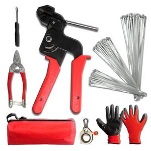lot 1386 image: TEKTURO Metal Zip Ties Tool Stainless Steel Cable Tie Gun Kit with 150 pcs Stainless Zip Ties Metal &amp Cable Tie Buckle Heavy Duty Tool for Securing Cables, Fencing, Exhaust Wrap, and More